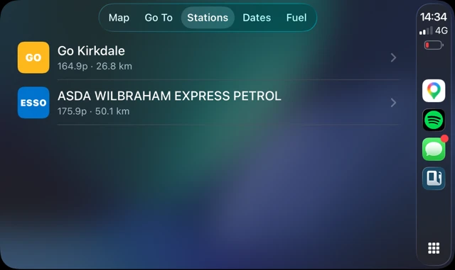 CarPlay list of saved stations